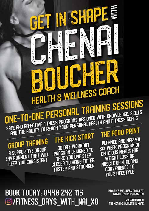 Small Business Graphic Design Services - Chenai Boucher Health and Wellness Coach A3 Poster Designed by ProfitaAbility Virtual Assistance