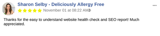 Website health check testimonail - deliciously allergy free