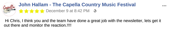 copywriting for small business owners - copywriting testimonial - Capella Country Music Festival