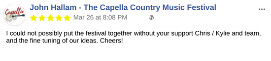 Capella Country Music Festival - marketing testimonial