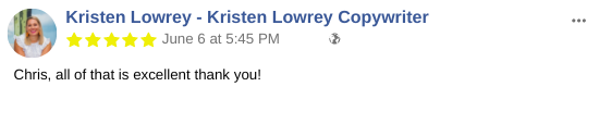 Kristen Lowrey - Social media testimonial