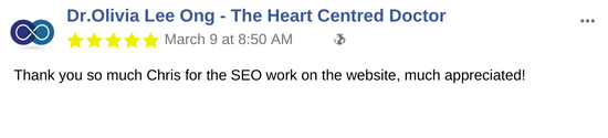 Dr.Olivia Lee Ong - The Heart Centred Doctor - website SEO testimonial_1