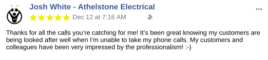 Josh White - Athelstone Electrical - Virtual Receptionist Testimonial